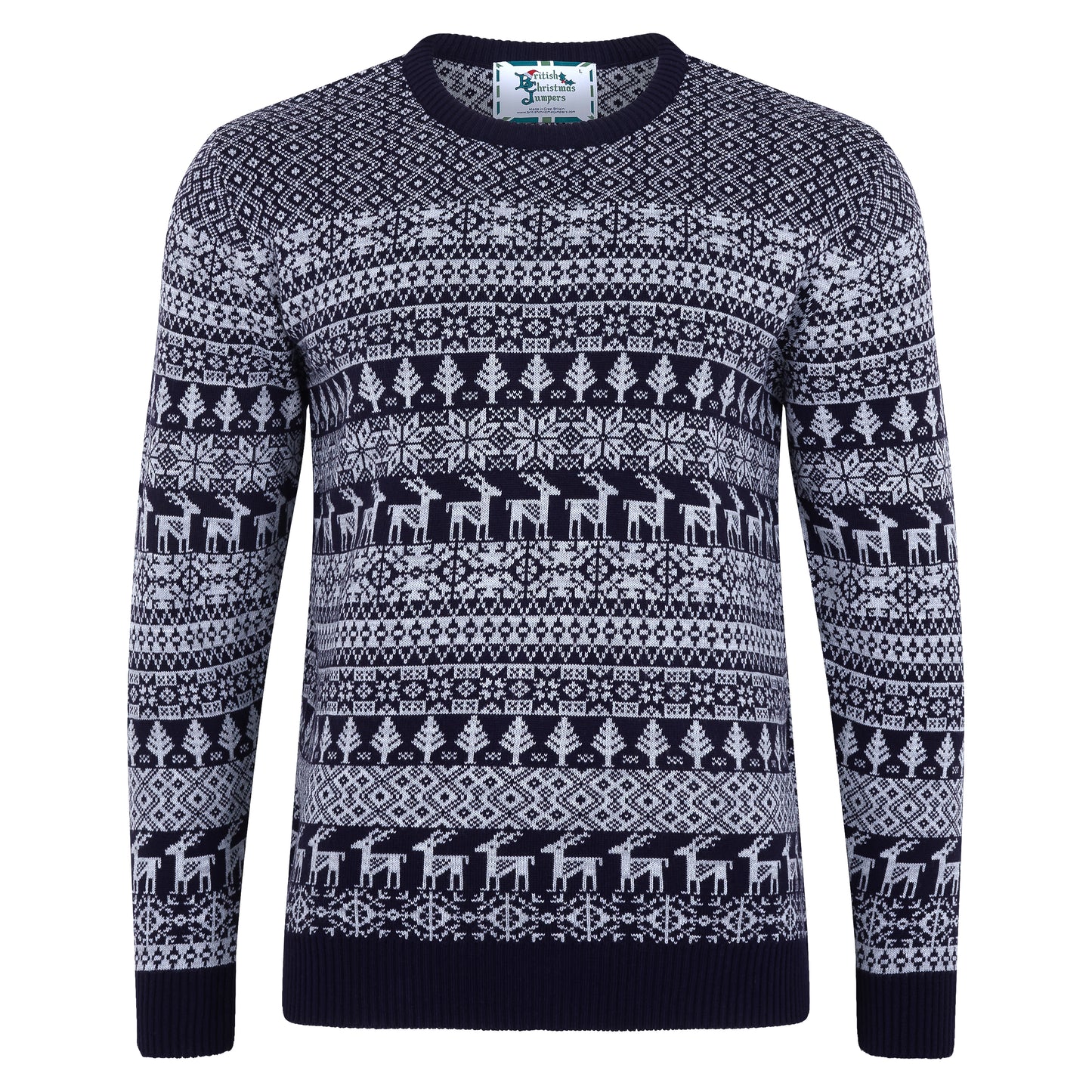 Deer Fairisle Men's Christmas Jumper - Navy