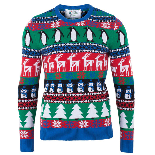 Comic Penguin Xmas Mens Eco Christmas Jumper