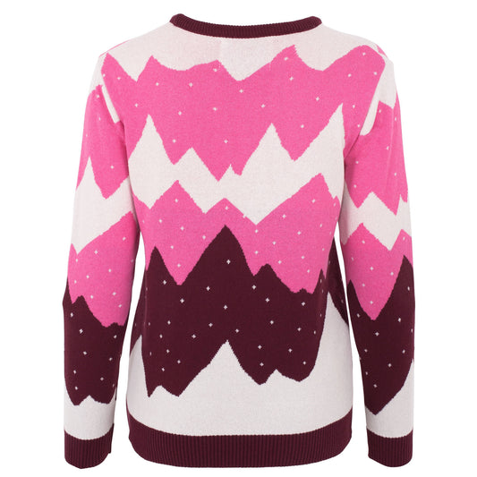 British Christmas Jumpers Women's Mountain Peak Pink Eco Christmas Jumper Pullover Sweater