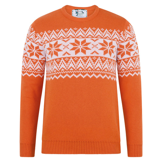 Santa's Seconds - The Nordic Fairisle Men's Eco Christmas Jumper - Orange